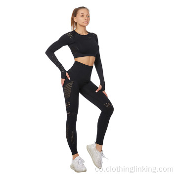 Top à Manica Lunga è Leggings à Vita Alta